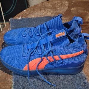 Puma Men's Knit Blue and Orange Sneakers